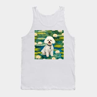 Bichon Frise on Lily Pond Impressionism Tank Top